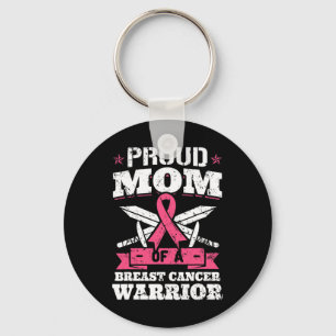 Mum Of Breast Cancer Warrior Pink Awareness Ribbon Key Ring