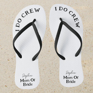 Mum Of Bride Black And White Name Flip Flops