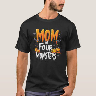 Mum of Four Monsters Halloween Art Swea T-Shirt