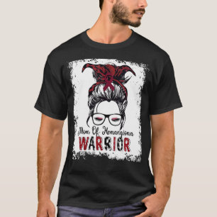 Mum Of Hemangioma Warrior Messy Bun Burgundy Ribb T-Shirt