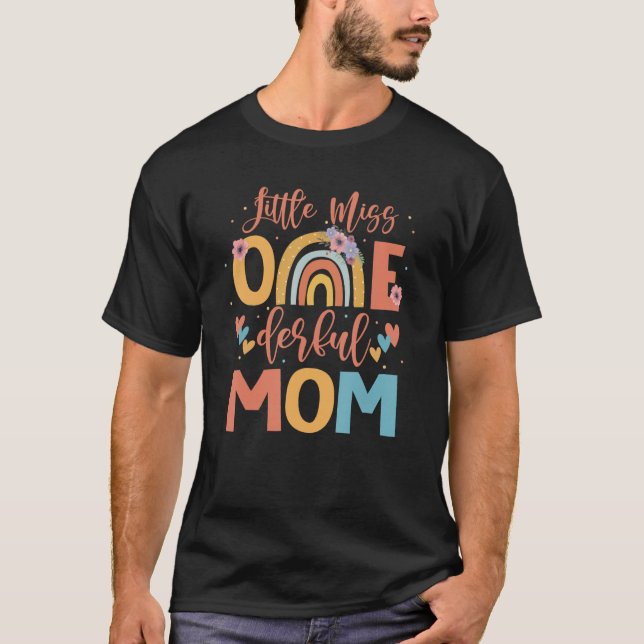 Mum of Little Miss Onederful Pastel Boho Rainbow T-Shirt (Front)