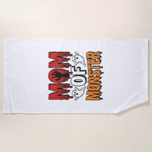 Mum of Monster Vintage Halloween Shirt Design_1 Beach Towel