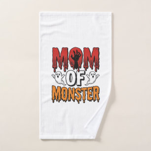 Mum of Monster Vintage Halloween Shirt Design_1 Hand Towel