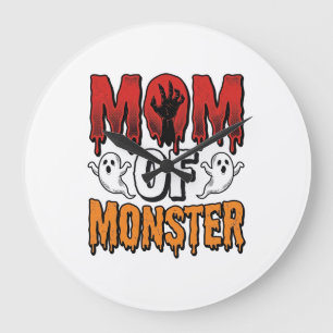 Mum of Monster Vintage Halloween Shirt Design_1 Large Clock