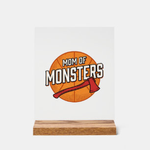 Mum of Monsters Vintage Basketball Mum Design_1 Acrylic Sign