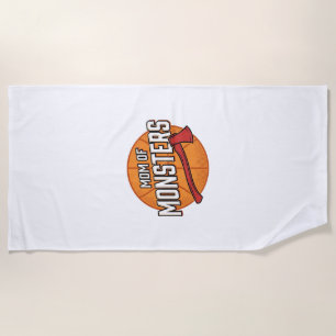 Mum of Monsters Vintage Basketball Mum Design_1 Beach Towel