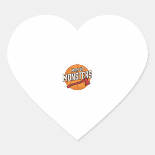 Mum of Monsters Vintage Basketball Mum Design_1 Heart Sticker