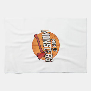 Mum of Monsters Vintage Basketball Mum Design_1 Tea Towel