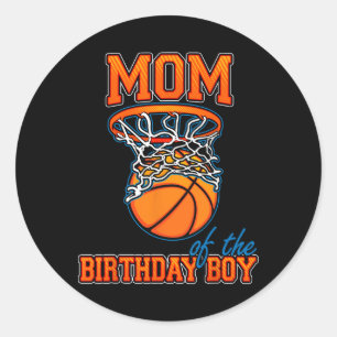 Mum Of The Birthday Boy Bysketbyll Birthday Family Classic Round Sticker
