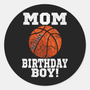 Mum Of The Birthday Boy Bysketbyll Lover Vintage R Classic Round Sticker