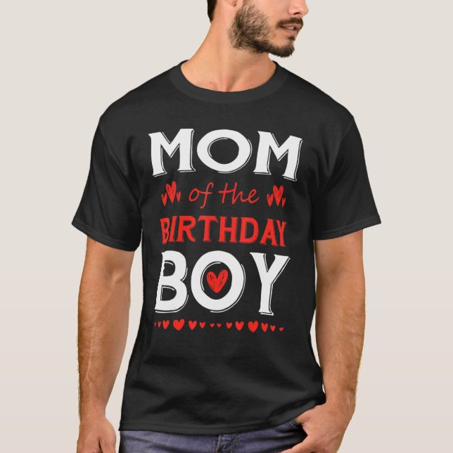 Mum of the Birthday Boy Cute Matching Family Bday T-Shirt (Front)