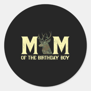 Mum Of The Birthday Boy Deer Hunter Camouflage Fla Classic Round Sticker