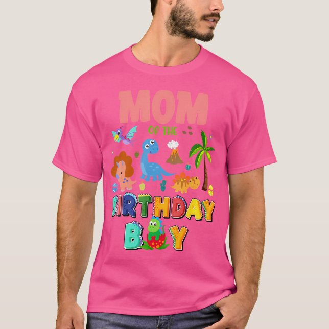Mum Of The Birthday Boy Dinosaur T-Rex Matching Fa T-Shirt (Front)