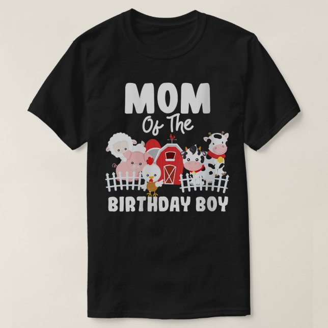 Mum Of The Birthday Boy Farm Animals Birthday Part T-Shirt (Design Front)