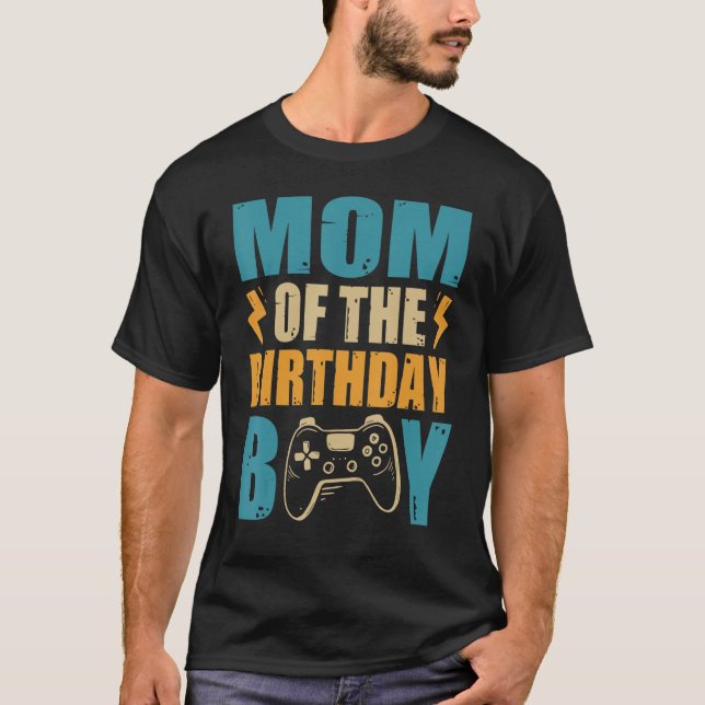 Mum of The Birthday Boy Gamepad Matching Family Pa T-Shirt (Front)
