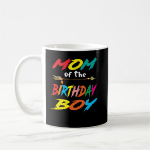 Mum of the Birthday Boy Glows Retro 80s Party Glow Coffee Mug