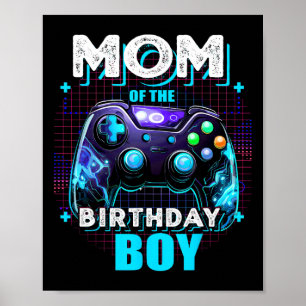 Mum Of The Birthday Boy Matching Video Game Birthd Poster