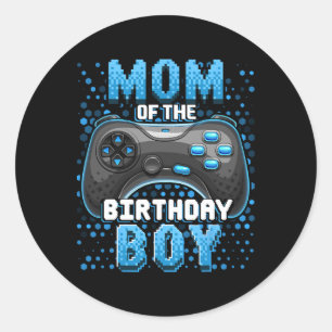 Mum Of The Birthday Boy Matching Video Gamer Birth Classic Round Sticker