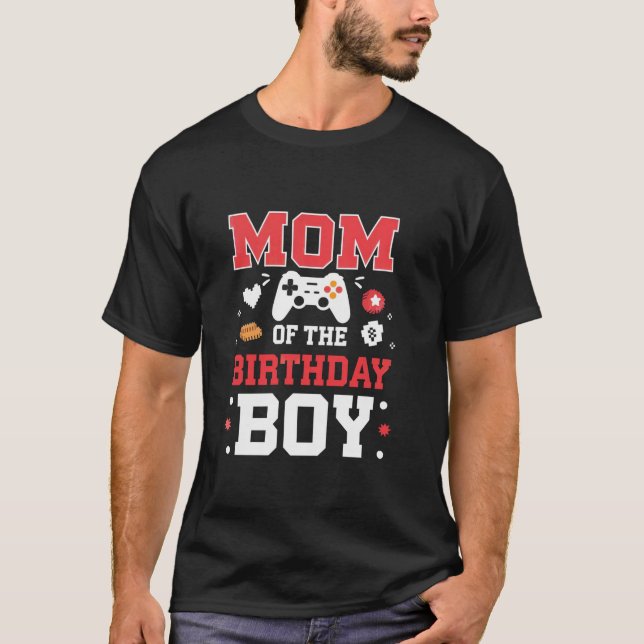 Mum of the Birthday Boy Matching Video Gamer Birth T-Shirt (Front)