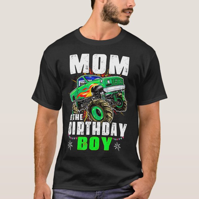 Mum Of The Birthday Boy Monster Truck Family Match T-Shirt (Front)