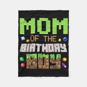 Mum Of The Birthday Boy Party Video Gamer Pixel  Fleece Blanket