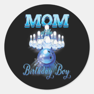 Mum Of The Birthday Boys Matching Family Bowling B Classic Round Sticker