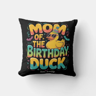 Mum Of The Birthday Duck Rubber Duck Birthday Girl Cushion