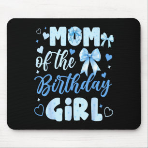 Mum of the birthday girl bow blue cute matching mouse mat
