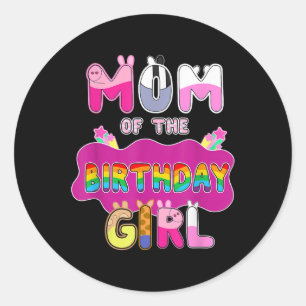 Mum Of The Birthday Girl Family Pig Party Decorati Classic Round Sticker