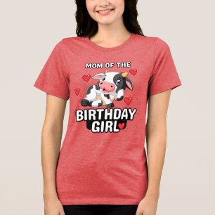Mum of the Birthday Girl Farmyard T-Shirt   Cow Tri-Blend Shirt
