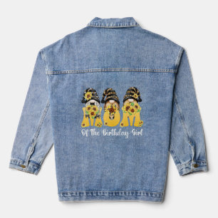 Mum Of The Birthday Girl Mum Gnome Sunflower Moth Denim Jacket