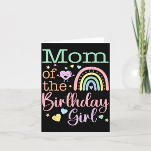 Mum of the birthday girl rainbow family bday party card