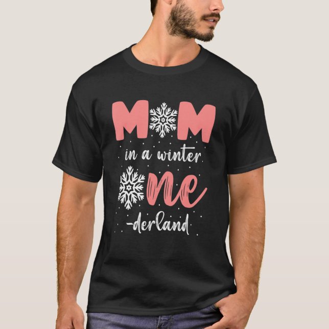 Mum Of The Birthday Girl Winter Onederland 1 St Bi T-Shirt (Front)