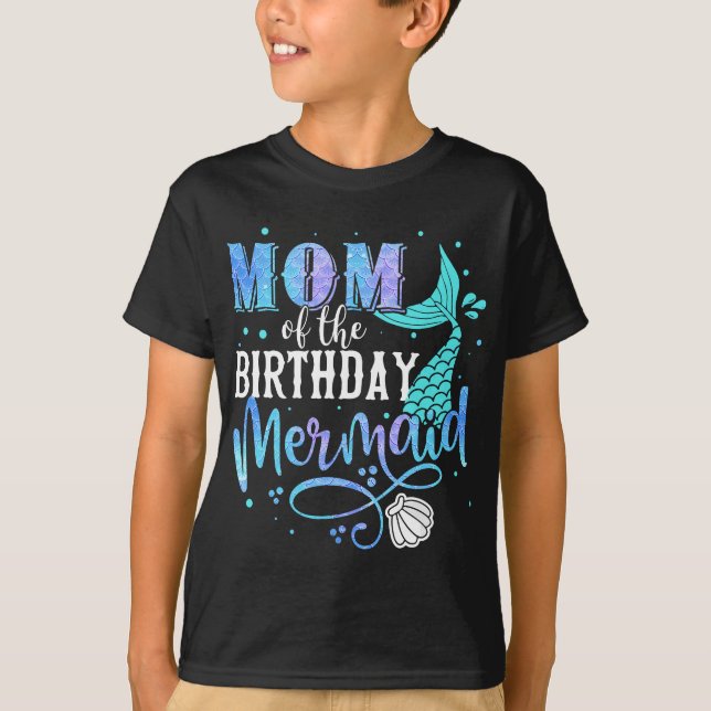 Mum Of The Birthday Mermaid Family Matching Party  T-Shirt (Front)