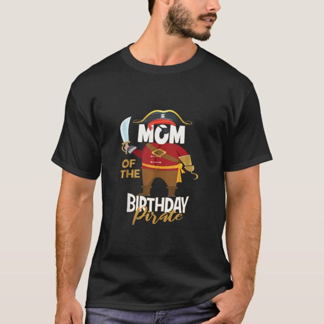 Mum Of The Birthday Pirate Boys Treasure Map Party T-Shirt (Front)