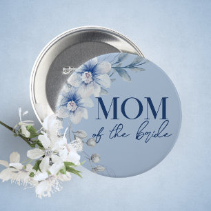Mum of the Bride Blue Floral Bridal Shower Button