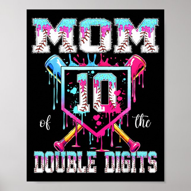 Mum of the double digits 10th birthday boy basebal poster (Front)