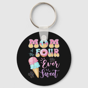 Mum of The Four Ever Sweet Ice Cream 4th Birthday Key Ring