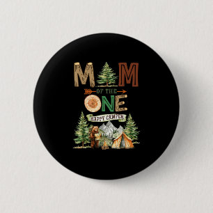 Mum of the one happy camper 1st birthday camping 6 cm round badge