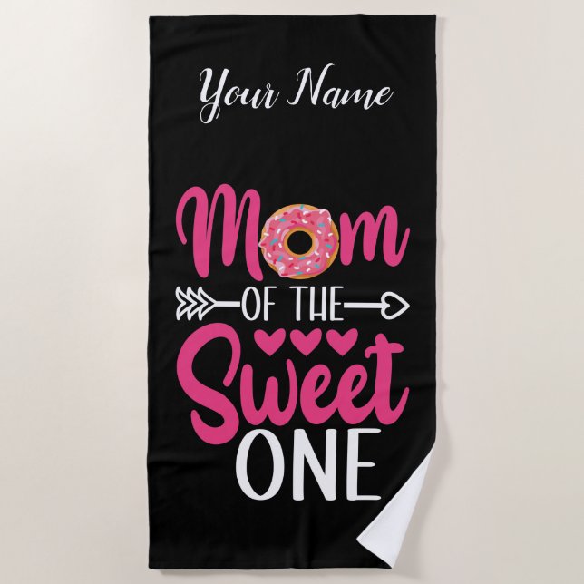Mum of the Sweet One Sprinkled Doughnut Beach Towel (Front)