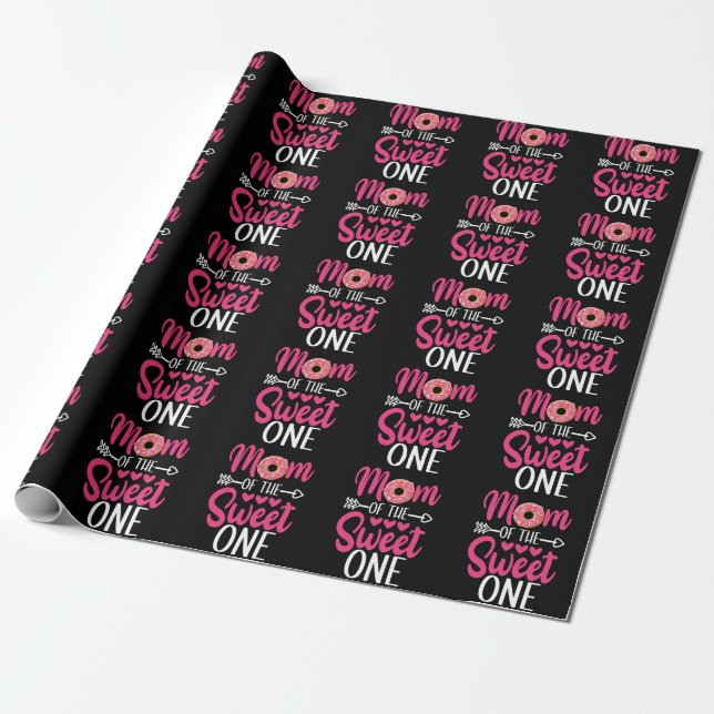 Mum of the Sweet One Sprinkled Doughnut Wrapping Paper (Unrolled)