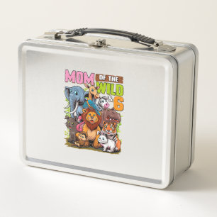Mum of the Wild & 6 Zoo Theme Jungle Animal 6th Bi Metal Lunch Box