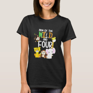 Mum Of The Wild And Four Zoo Theme Birthday Safari T-Shirt