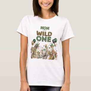 Mum of the Wild One Boy Birthday Party Animals T-Shirt