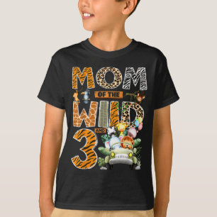 Mum of the wild three 3rd birthday boy safari T-Shirt