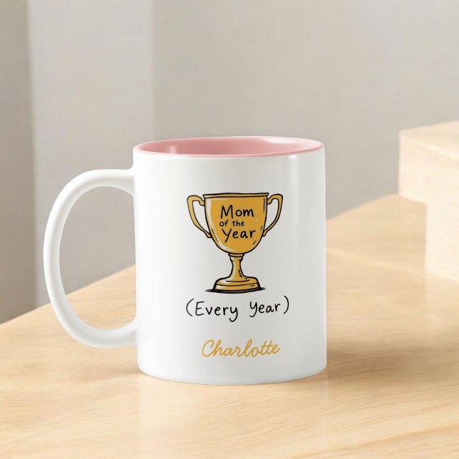 Mum of the Year Every Year | Funny Mother's Day Two-Tone Coffee Mug (Creator Uploaded)