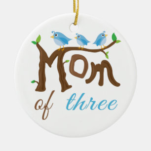 Mum of Three Branch Ceramic Tree Decoration