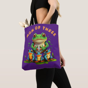 Mum of Three Cottagecore Frogs Tote Bag Vintage
