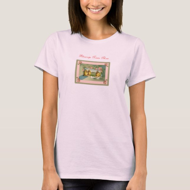 mum of three, triplets t-shirt customise caption (Front)