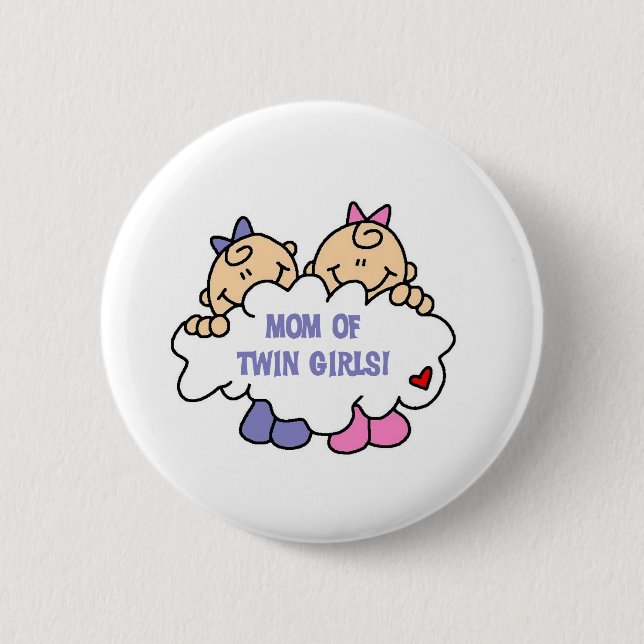 Mum of Twin Girls 6 Cm Round Badge (Front)